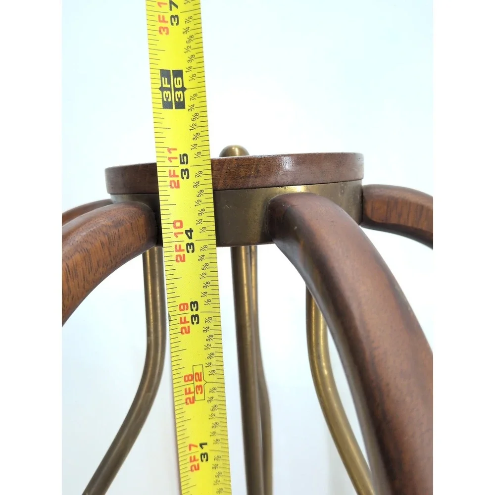 Vintage MCM Majestic Lamp 3 Light Walnut Birdcage 36
